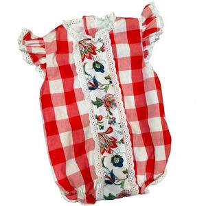 Simply Smocked Red Gingham and Floral Bubble Romper